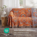Boho Throw Blanket for Couch Sofa Bed, 100% Cotton Woven Quilt with Tassel 80”x90”, Super Soft Muslin Blanket with Oriental Universe Printed, Decorative Reversible Bed Blanket/Cover for All Seasons by CozyNest Decor