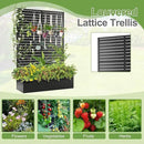 Trellis for Climbing Plants Outdoor，Mental Garden Bed with Drainage Holes Outdoor Privacy Screen Design Tall planters for herb Flower Vegetables 73"x47"x16", Black-Louvered by GreenHaven Gardens