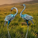 Crane Decor Statues, Blue Heron Garden Statues Metal Yard Art Outdoor Decoy, Garden Sculptures for Yard/Lawn/Pond/Outdoor Decoration, Set of 2 by CozyNest Decor