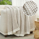 Amélie Home Chenille Waffle Throw Blanket for Couch, Reversible Pineapple Stitch Knit Soft Cozy Knit Blanket Lightweight Warm Decorative Throw for Sofa, Bed, Living Room, 60"x80", Beige&Ivory by CozyNest Decor