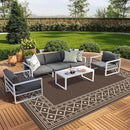 GENIMO Outdoor Rug Waterproof for Patio, 10'x14' Foldable Reversible Plastic Straw Carpet for Travel Trailers, Outside Area Mat for Rv, Deck, Picnic, Porch, Camper, Balcony, Beach, Coffee & Beige by CozyNest Decor