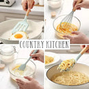 Country Kitchen Non Stick Silicone Utensil Set with Rounded Wood Handles for Cooking and Baking, 14 Piece Set, Mint by CozyNest Decor