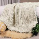 Carriediosa Chunky Knit Throw Blanket 50" X 60", 100% Hand Made Large Chenille Loop Yarn Soft Fluffy Throws for Couch Sofa Bed, Big Crochet Cozy Heavy Thick Cable Woven Blanket, Light Beige by CozyNest Decor