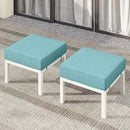 Solaste Outdoor Footstools Patio Ottoman Set of 2, Aluminum All-Weather Outdoor Footrest Seat with Removable Cushions, Patio Furniture Ottomans for Garden, Backyard, Poolside-White by CozyNest Decor