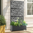 Raised Garden Bed with Trellis and Wheels,73"x35"x16" Metal Raised Garden Bed,Black Flowing Leaf Metal Planter with Climbing Trellis for Vines & Vegetables by GreenHaven Gardens