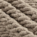 Carriediosa Chunky Knit Throw Blanket 50" X 60", 100% Hand Made Large Chenille Loop Yarn Soft Fluffy Throws for Couch Sofa Bed, Big Crochet Cozy Heavy Thick Cable Woven Blankets, Taupe by CozyNest Decor
