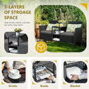 Flamaker Outdoor Furniture Patio Loveseat Wicker 2-Seat with Built-in Table and Cushions Rattan Porch Chairs Bench for Balcony, Lawn, Backyard (Grey) by CozyNest Decor