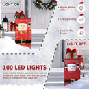 Light Up Electric Santa Claus Decor with 100 LED Lights, 3D Pre-Lit Animated Santa Claus for Xmas Decoration, 14.17" L x 10" W x 26.97" H Freestanding Glittered Display for Outdoor, Indoor by CozyNest Decor