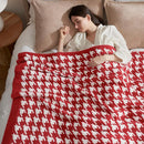 Snuggle Sac Christmas Red Houndstooth Throw Blanket for Couch, Reversible Super Soft Warm Blankets Cozy Knit Fuzzy Plush Lightweight Throws for Sofa Bed Houndstooth Red, 50x60 inches by TinyTreasures Baby Boutique