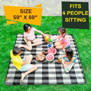 PortableAnd Picnic Blankets, 3 Layer Soft Fleece Blanket for Beach,Camping on Grass, Waterproof, Sandproof, Best Gift for Couple & Families, Black and Gray Checkered by TinyTreasures Baby Boutique