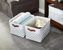 DECOMOMO White Storage Bins Fabric Storage Baskets for Shelves, Linen Closet Organization Toys Nursery (White Check, Large - 3 Pack) by CozyNest Decor