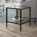 Henn&Hart 20" Wide Square Side Table with Glass Shelf in Blackened Bronze, Table for Living Room, Bedroom by CozyNest Decor