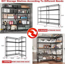 REIBII 5-Tier Heavy Duty Metal Wire Shelves, Industrial Style, 61.7"W x 72.4"H x 15.8"D, 1500 LBS Capacity, Adjustable, Rust Resistant, 2 Pack by CozyNest Decor