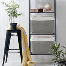 TcaFmac Organization and Storage Basket for Organizing - 16x12x12 inch Large 2 Pack Collapsible Storage Bins for Shelves, Fabric Storage Cubes for Box Closet Cloth Toy Books Kids (White & Grey) by CozyNest Decor