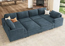 Nolany Sectional Couch with Storage Ottoman, Corduroy Sleeper Sectional Sofa with Chaise, Modular Sectional Couches for Living Room, Blue by CozyNest Decor