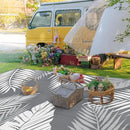 GENIMO Outdoor Rug 9' x 18' Waterproof for Patios Clearance, Reversible, Plastic Straw Camping Rug Carpet, Large Area Rugs Mats for RV, Picnic, Backyard, Deck, Balcony, Porch, Beach, Grey&White by CozyNest Decor
