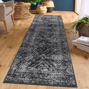 COZYLOOM Rug Runners 2x8 Washable for Hallway Vintage Non Slip Area Rug Geometric Soft Throw Rugs Low Pile Stain Resistant Carpet for Office Dining Room Living Room, Black by TinyTreasures Baby Boutique