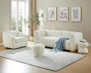 Modern Accent Chair for Living Room, Upholstered Armchair with Boucle Fabric, Single Sofa Chair with Solid Wood Legs, Boucle, White by CozyNest Decor