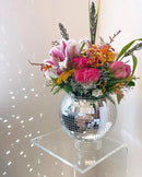 Hanging Disco Ball Planter 8" - with Acrylic Stand and Macrame Plant Hanger - Home Décor, Room Décor, Mirror Disco Planter, Disco Decor (10" with Base) by GreenHaven Gardens