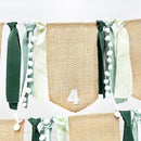 pinkblume 1st Birthday Burlap Photo Banner Garland Handmade Felt from Newborn to 12 Months with Gradient Sage Green Ribbon for Baby Boy Girl Monthly Milestones First Birthday Party Decoration Supplies by TinyTreasures Baby Boutique