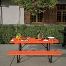 72'' Steel Rectangular Picnic Table for Outdoors, Expanded, Lifetime Picnic Table with Umbrella Hole, Heavy Duty Sturdy Commercial Picnic Tables for Garden Courtyard BBQ, Orange by GreenHaven Gardens