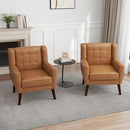 UIXE PU Leather Accent Chairs Set of 2, Modern Arm Club Chair Upholstered Armchair for Living Room, Comfy Single Sofa Seats Button Tufted Reading Seating, Brown by CozyNest Decor