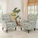 Lumibee Wingback Accent Chair, 2 Set High Back Floral Armchairs in Fabric,Comfy Upholstered Reading Single Sofa Chairs with Solid Wood Legs for Living Room,Bedroom,Office-Plants Beige by CozyNest Decor