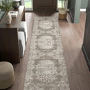 jinchan Hallway Runner Rug 2x10 Vintage Floral Distressed Design - Machine Washable Non-Slip Low-Pile Soft Thin Faux Wool Kitchen Carpet for Farmhouse Bedroom Laundry Room(2x10ft,Brown) by TinyTreasures Baby Boutique