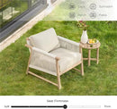 CHITA Boho Patio Rattan Chair, Outdoor Wicker Chair with 7.1″ Thickened Cushions Acacia Wood Frame(Cream) by CozyNest Decor