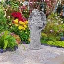 Outdoor Statues Angel Décor Garden Statue- 23.5" H Angel Statue,Resin Angel with Bird Figurine, Ideal for Yard, Patio, Deck, Home Entryway, and Hallway（Grey） by CozyNest Decor