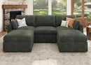 HONBAY Modular Sectional Sofa with Storage Seats, U Shaped Sectional Couch with Storage, Chenille Sectional Couches for Living Room, Green by CozyNest Decor