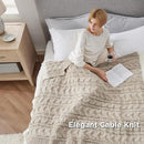 Bedsure Cable Knit Twin Blanket for Couch Bed - Breathable Chenille Chunky Knit Twin Blanket for Decorative Gift, GentleSoft Cozy and Warm for Winter and All Seasons, Beige, 60x80 Inches by CozyNest Decor