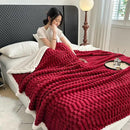 UKELER Sherpa Bed Blanket 80 × 90 inch, Ultra Soft Queen Size Throw Blanket for All Season, 470 GSM Cozy Plush Striped Fleece Blankets for Bedroom Living Room Dorm Hostel Sofa Camping, Red by CozyNest Decor