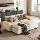 LINSY HOME Sectional Sleeper Sofa - 90'' Modular Cloud Couch Oversized Corduroy Sofa Bed with Movable Ottoman Soft Modern Comfy Couch Set for Living Room Apartment Office, Beige by CozyNest Decor