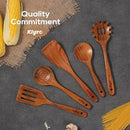 Teak Kitchen Utensils Set, 5 Piece Premium Wooden Cooking Utensils Set, Non-Stick Heat-Resistant Wooden Spoons for Cooking, New Apartment Essentials by CozyNest Decor