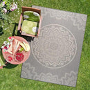 CAMILSON Outdoor Rug 9x12 Modern Area Rugs for Large Indoor and Outdoor Patios and Porches - Waterproof Washable Non-Shedding Easy-to-Clean Outside Carpet (9 x 12, Medallion - Grey/White) by CozyNest Decor