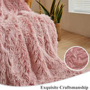 XeGe Plush Faux Fur Throw, Comfy 50x60 Fuzzy Blanket, Luxury Boho Lightweight Couch Blanket, Soft Fluffy Shaggy Lap Throw for Couch Bed Sofa Christmas Housewarming Gift Ombre Pink by CozyNest Decor