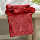 Amélie Home Chenille Knit Throw Blanket for Couch, Checkered Texture Decorative Soft Blanket for Sofa, Bed & Living Room, 50"x60", Red by CozyNest Decor