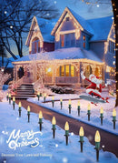 C9 Christmas Pathway Lights Outdoor, 25.7 Feet 20 LED C9 Strawberry Walkway Lights with Marker Stakes, Connectable Shatterproof C9 String Lights for Lane Outside Yard Decorations, Warm White, 2 Pack by GreenHaven Gardens