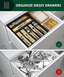 ROYAL CRAFT WOOD Luxury Bamboo Kitchen Drawer Organizer - Silverware Organizer - Utensil Holder and Cutlery Tray with Grooved Drawer Dividers for Flatware and Kitchen Utensils (7 Slot) by CozyNest Decor