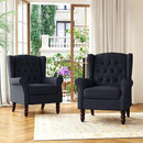 Accent Chair, Upholstered Armchair with Button Tufted High Back & Solid Wood Legs, Comfy Wingback Reading Single Sofa Chair for Small Spaces, Living Room, Bedroom (Blue, Set of 2) by CozyNest Decor