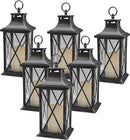 YAKii 14" Decorative Candle Lantern LED Flameless Candle Timer, Plastic LED Candle & Holder, Indoor & Outdoor Hanging Lights,Christmas Day Decoration Pack of 6 (Antique Copper Brushed) by CozyNest Decor