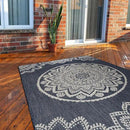CAMILSON Outdoor Rug 10x14 Modern Area Rugs for Large Indoor and Outdoor Patios and Porches - Waterproof Washable Non-Shedding Easy-to-Clean Outside Carpet (10 x 14, Medallion - Blue/White) by CozyNest Decor