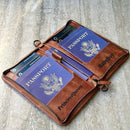 Personalized Leather Passport Holder, Handmade Travel Wallet with Card Slots, Pen Slot | Protector, Custom Engraved Passport Case for Men, Women or Family Organizer by TinyTreasures Baby Boutique