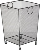 Deco 79 Metal Storage Basket Square Mesh Wire Rolling Laundry with Ring Handles, 17" x 16" x 24", Black by GreenHaven Gardens
