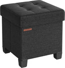 SONGMICS Storage Ottoman, Small Ottoman Foot Rest with Legs, 15 x 15 x 15.7 Inches Foot Stool, Load up to 660 lb, for Living Room, Bedroom, Dorm, Ink Black ULSF014B01 by CozyNest Decor