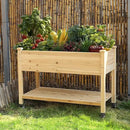 MUPATER 4x2FT Raised Garden Bed, Planter Box with Four Wheels and Legs for Herbs and Vegetables, Elevated Garden Bed with Drainage Holes for Outdoor Indoor, Natural Wood by GreenHaven Gardens