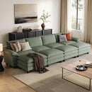LINSY HOME Modular Sectional Sofa - 157'' Sleeper Sofa Cloud Couch Oversized Corduroy Sofa Bed with Movable Ottoman Soft Modern Comfy Couch for Living Room Apartment Office, Green by CozyNest Decor