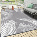 Pauwer Outdoor Rug, 6'x9', Leaf Grey, Reversible, Waterproof, Polypropylene, Lightweight, RV Mat, Patio Decor by GreenHaven Gardens