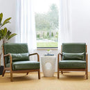 Glitzhome 2 Set Mid Century Hunter Green Accent Armchair, Single Reading Armchair PU Leather Lounge Chair with Walnut Ruberwood Frame by CozyNest Decor